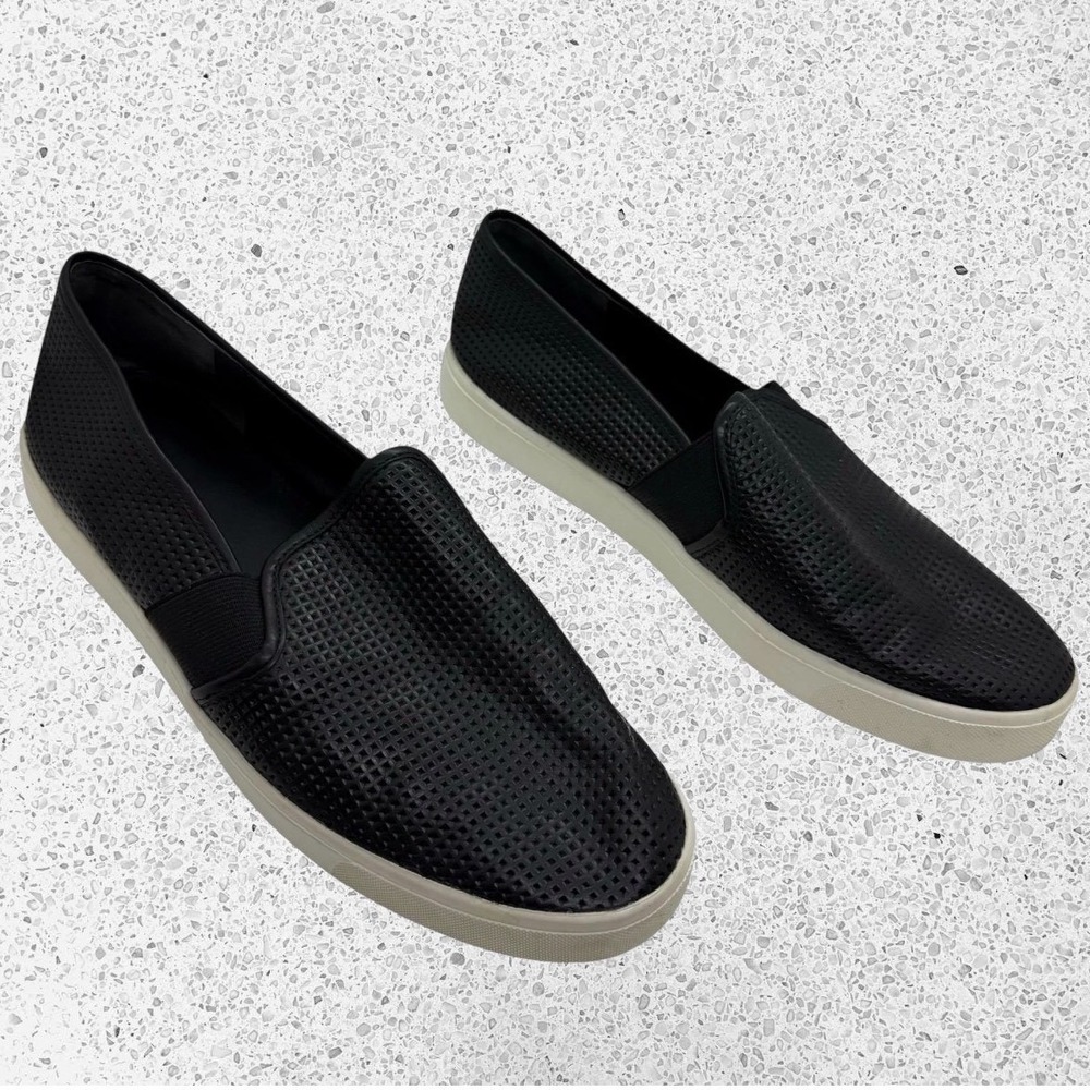 Vince Blair Perforated Leather Slip On Sneakers Black size‎ 9